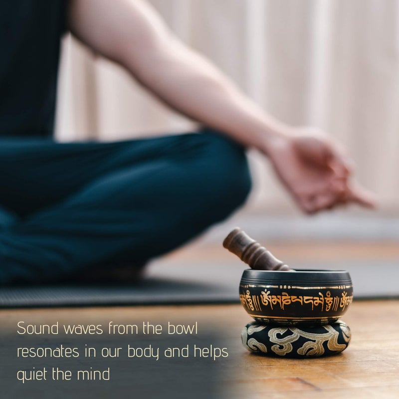 Wish Well Tibetan Singing Bowl Set 4" â€“ Handcrafted in Nepal with Storage Case â€“ Meditation Sound Bowl for Sound Healing, Sound Bath, Reiki, Yoga, Mindfulness & Meditation Accessories - Image 2